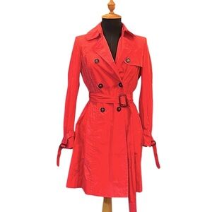 MaxMara Vibrant Red Double-Breasted Trench Coat
